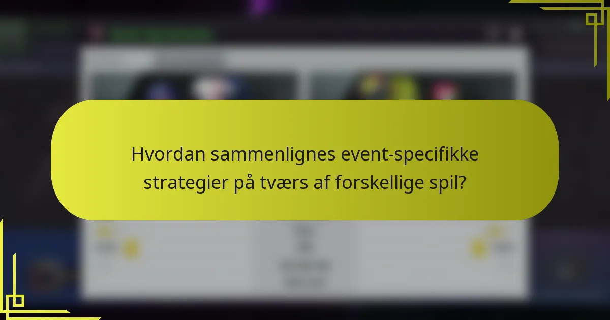 Hvordan sammenlignes event-specifikke strategier på tværs af forskellige spil?